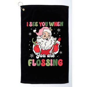 I See You When Flossing Christmas Dentist Xmas Flossing Platinum Collection Golf Towel