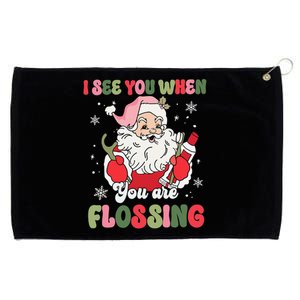 I See You When Flossing Christmas Dentist Xmas Flossing Grommeted Golf Towel