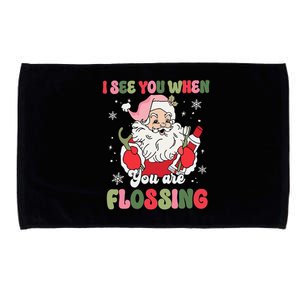 I See You When Flossing Christmas Dentist Xmas Flossing Microfiber Hand Towel