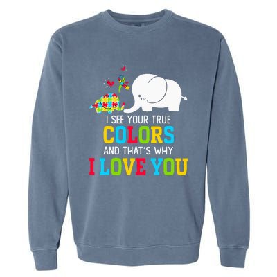 I See Your True Colors Puzzle World Autism Awareness Garment-Dyed Sweatshirt