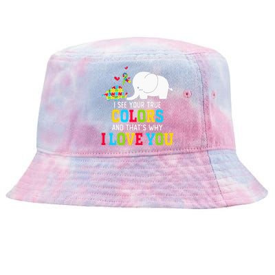 I See Your True Colors Puzzle World Autism Awareness Tie-Dyed Bucket Hat