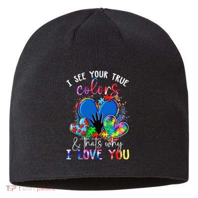 I See Your True Colors Puzzle World Autism Awareness Sustainable Beanie