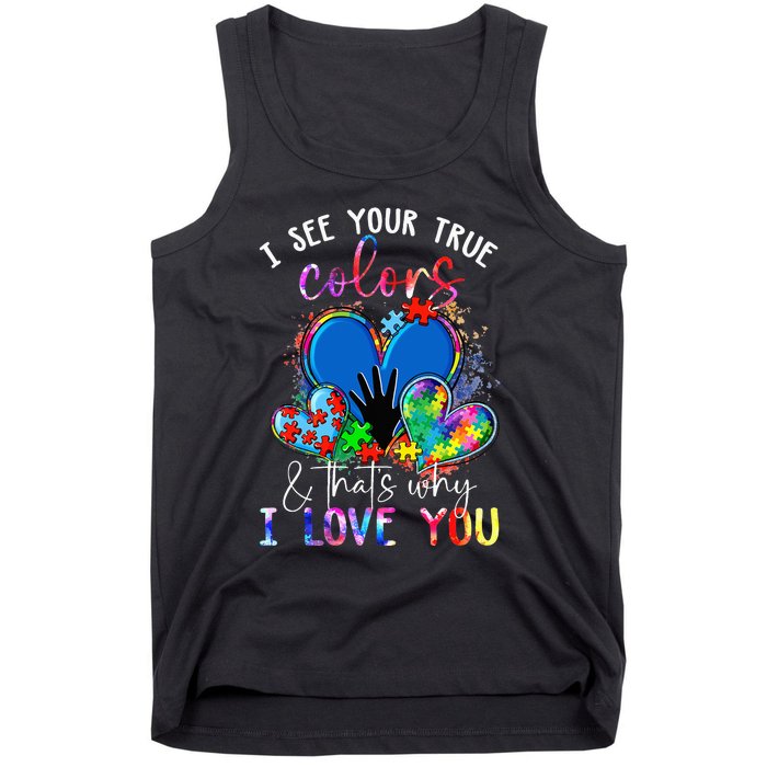 I See Your True Colors Puzzle World Autism Awareness Tank Top