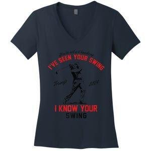 IVe Seen Your Swing I Know Your Swing Funny Trump Golf 2024 Premium Women's V-Neck T-Shirt