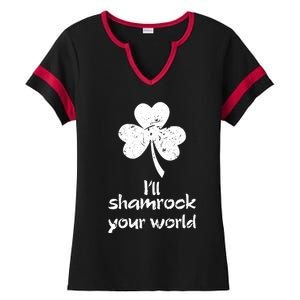 I'll Shamrock Your World Saint St Patrick's Paddys Day Meaningful Gift Ladies Halftime Notch Neck Tee