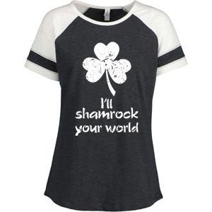 I'll Shamrock Your World Saint St Patrick's Paddys Day Meaningful Gift Enza Ladies Jersey Colorblock Tee