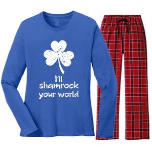 I'll Shamrock Your World Saint St Patrick's Paddys Day Meaningful Gift Women's Long Sleeve Flannel Pajama Set 