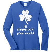 I'll Shamrock Your World Saint St Patrick's Paddys Day Meaningful Gift Ladies Long Sleeve Shirt