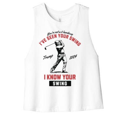 IVe Seen Your Swing I Know Your Swing Trump Golf Women's Racerback Cropped Tank