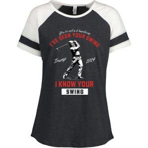 IVe Seen Your Swing I Know Your Swing Golf Pro Trump 2024 Enza Ladies Jersey Colorblock Tee