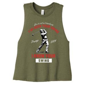 IVe Seen Your Swing I Know Your Swing Golf Pro Trump 2024 Women's Racerback Cropped Tank