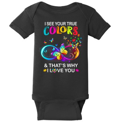 I see Your True Colors Butterfly Autism Awareness Baby Bodysuit