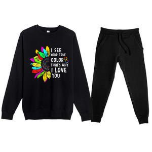 I See Your True Color Infinity Rainbow Neurodiversity Autism Premium Crewneck Sweatsuit Set