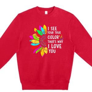 I See Your True Color Infinity Rainbow Neurodiversity Autism Premium Crewneck Sweatshirt