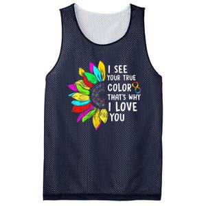 I See Your True Color Infinity Rainbow Neurodiversity Autism Mesh Reversible Basketball Jersey Tank