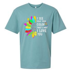 I See Your True Color Infinity Rainbow Neurodiversity Autism Sueded Cloud Jersey T-Shirt