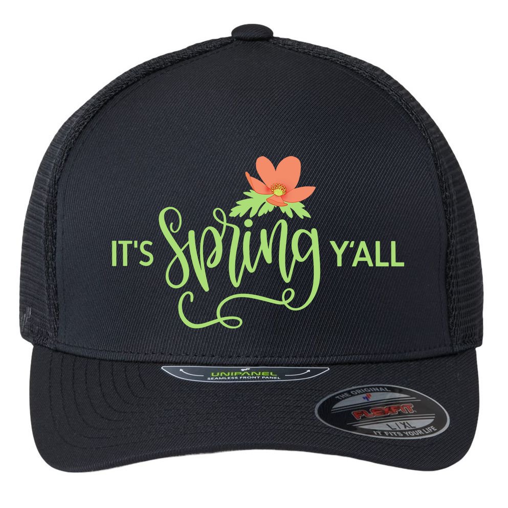 It's Spring Y'all Flower Flexfit Unipanel Trucker Cap