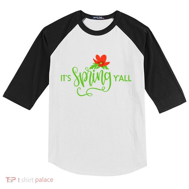 It's Spring Y'all Flower Kids Colorblock Raglan Jersey