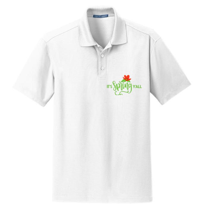 It's Spring Y'all Flower Dry Zone Grid Polo