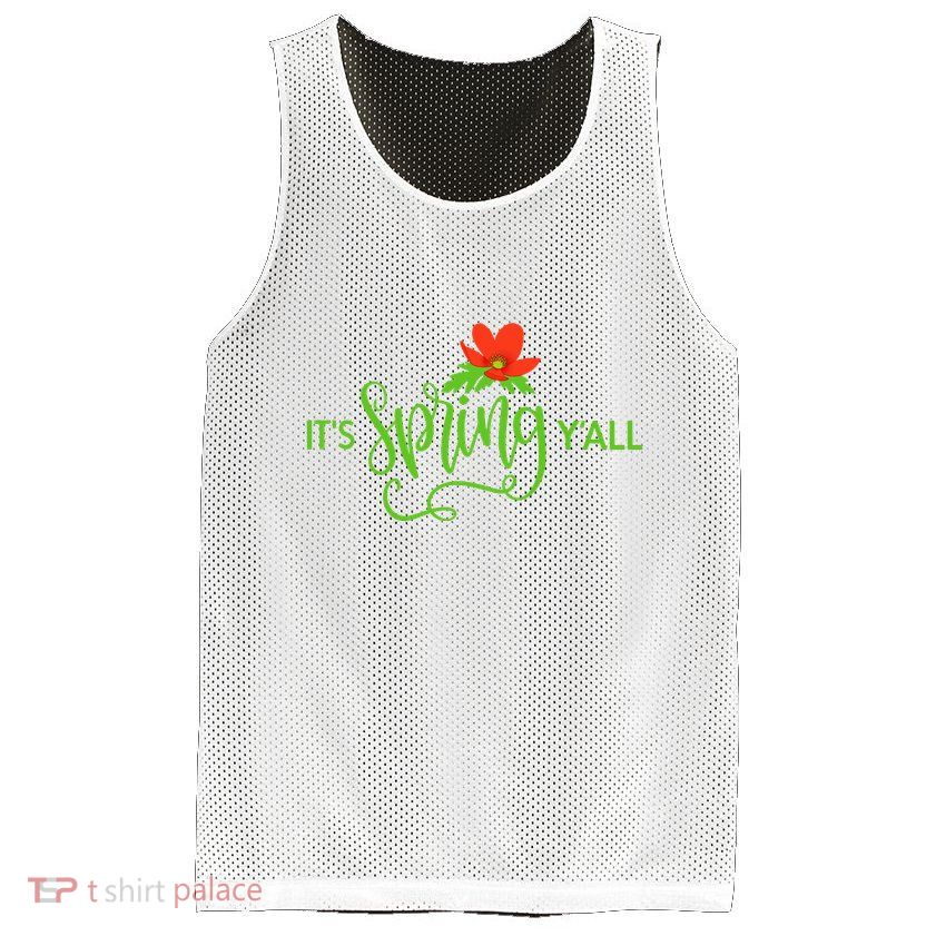 It's Spring Y'all Flower Mesh Reversible Basketball Jersey Tank
