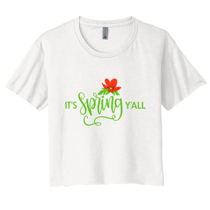 It's Spring Y'all Flower Women's Crop Top Tee