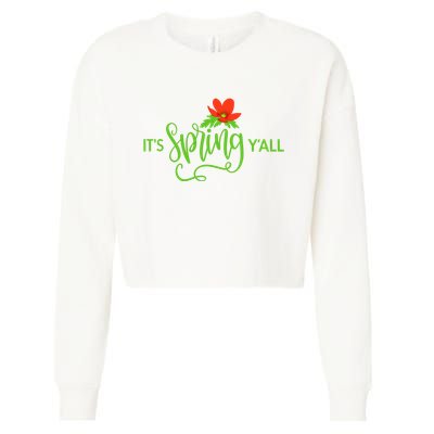 It's Spring Y'all Flower Cropped Pullover Crew