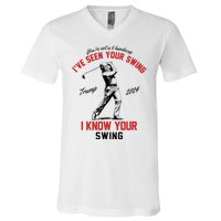 IVe Seen Your Swing I Know Your Swing Funny Trump Golf 2024 V-Neck T-Shirt