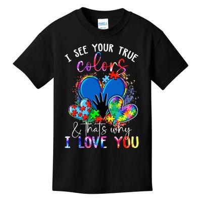 I See Your True Colors, Puzzle World Autism Awareness Month Kids T-Shirt