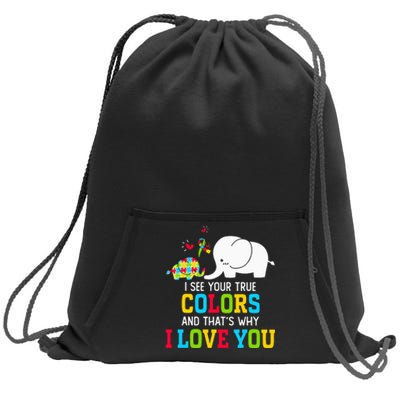 I See Your True Colors, Puzzle World Autism Awareness Month Sweatshirt Cinch Pack Bag