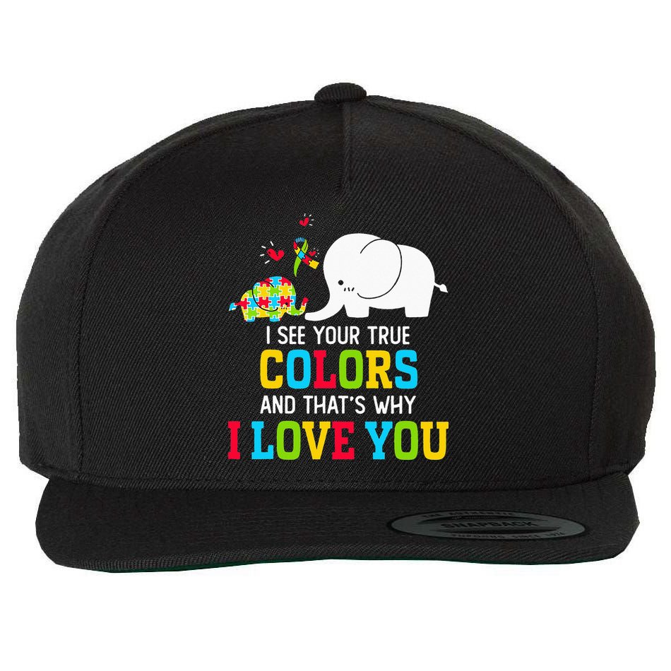 I See Your True Colors, Puzzle World Autism Awareness Month Wool Snapback Cap