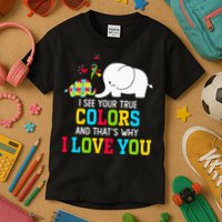 I See Your True Colors, Puzzle World Autism Awareness Month Kids T-Shirt