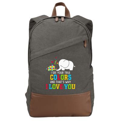 I See Your True Colors, Puzzle World Autism Awareness Month Cotton Canvas Backpack