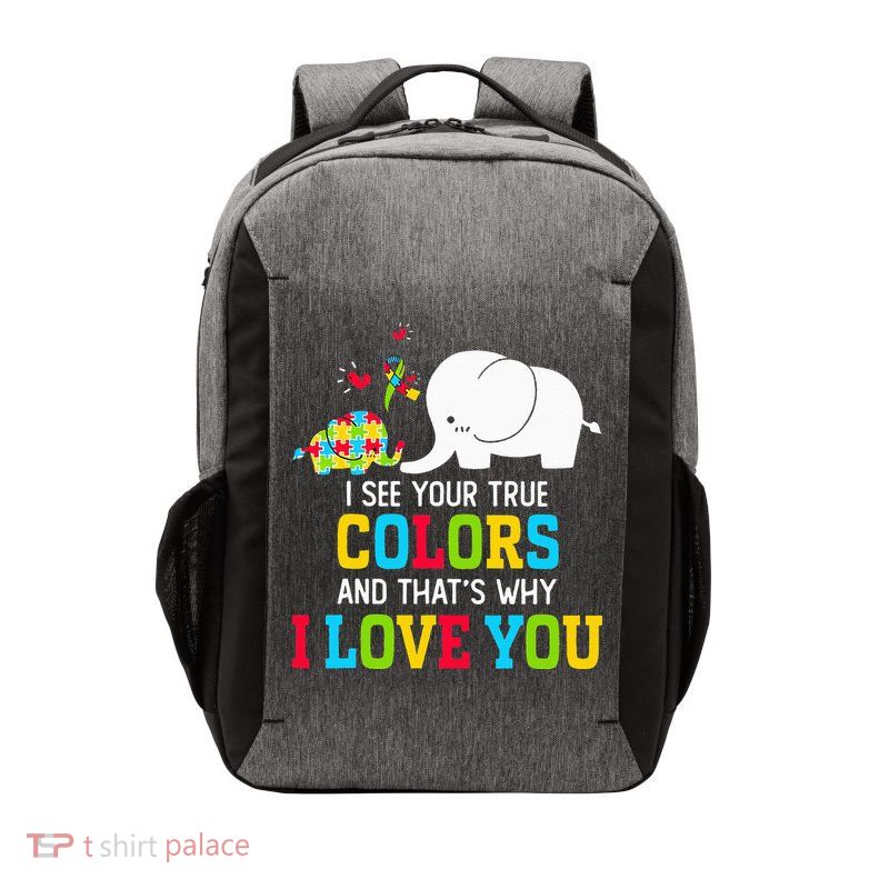 I See Your True Colors, Puzzle World Autism Awareness Month Vector Backpack