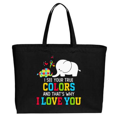 I See Your True Colors, Puzzle World Autism Awareness Month Cotton Canvas Jumbo Tote