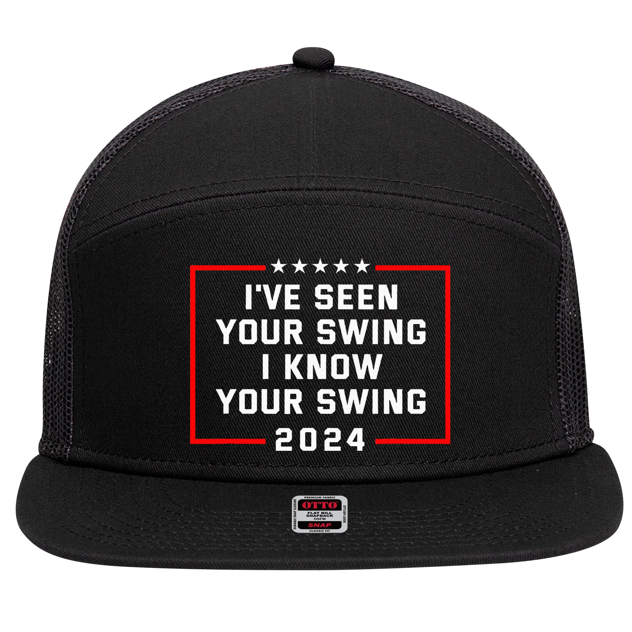 IVe Seen Your Swing I Know Your Swing Golf Funny 7 Panel Mesh Trucker Snapback Hat