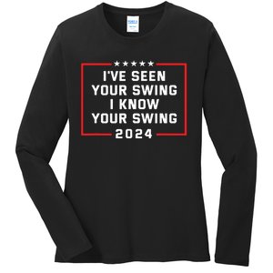 Ive Seen Your Swing I Know Your Swing Golf Funny Political Ladies Long Sleeve Shirt