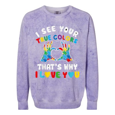 I See Your True Colors Puzzle Autism Month Women Colorblast Crewneck Sweatshirt