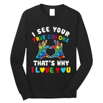 I See Your True Colors Puzzle Autism Month Women Long Sleeve Shirt