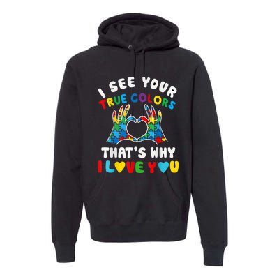 I See Your True Colors Puzzle Autism Month Women Premium Hoodie