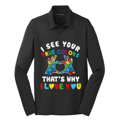 I See Your True Colors Puzzle Autism Month Women Silk Touch Performance Long Sleeve Polo