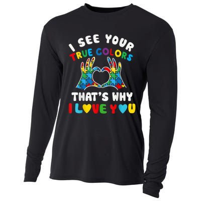 I See Your True Colors Puzzle Autism Month Women Cooling Performance Long Sleeve Crew