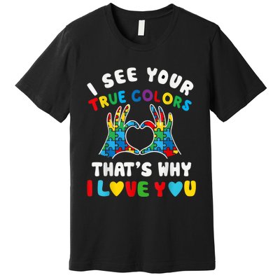 I See Your True Colors Puzzle Autism Month Women Premium T-Shirt