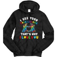 I See Your True Colors Puzzle Autism Month Women Tie Dye Hoodie