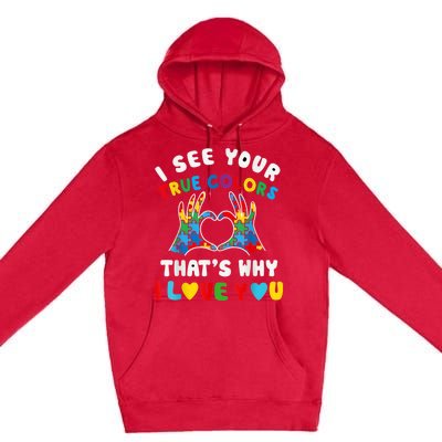 I See Your True Colors Puzzle Autism Month Women Premium Pullover Hoodie