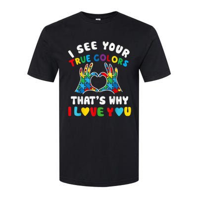 I See Your True Colors Puzzle Autism Month Women Softstyle CVC T-Shirt