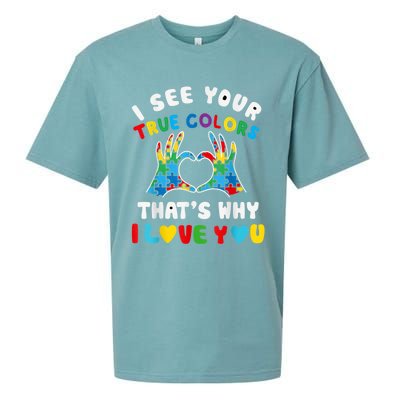 I See Your True Colors Puzzle Autism Month Women Sueded Cloud Jersey T-Shirt