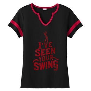 IVe Seen Your Swing Golf Swing 2024 Distressed Design Ladies Halftime Notch Neck Tee