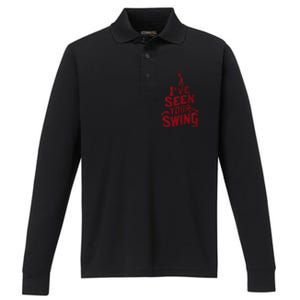 IVe Seen Your Swing Golf Swing 2024 Distressed Design Performance Long Sleeve Polo