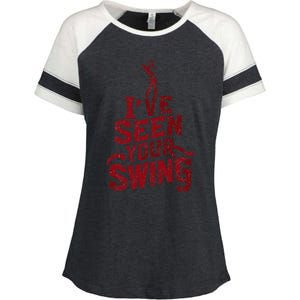 IVe Seen Your Swing Golf Swing 2024 Distressed Design Enza Ladies Jersey Colorblock Tee