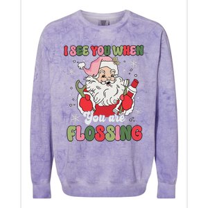 I See You When Flossing Christmas Dentist Xmas Flossing Colorblast Crewneck Sweatshirt